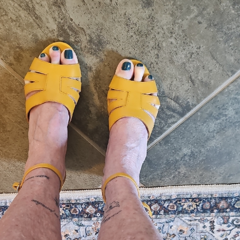 Women's Nine West Yellow Ankle-Strap Sandals